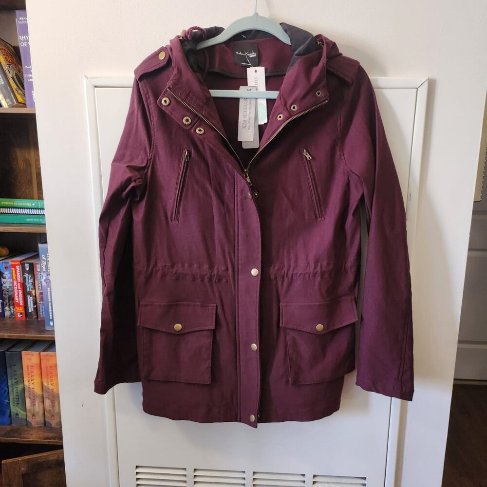 Eden Society Hooded Cargo Jacket Dark Purple Size L NWT